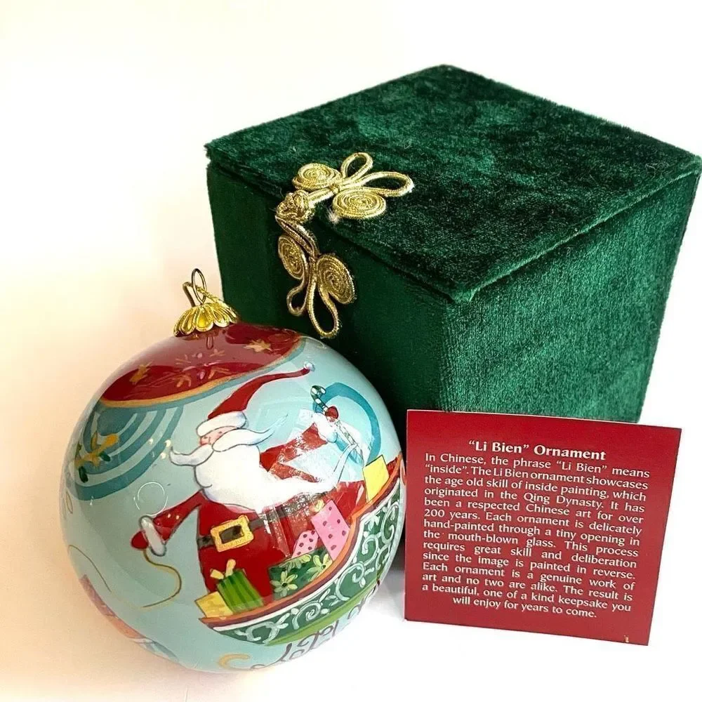 Li Bien Ornament 2011 Santa Sleigh Reindeer Christmas Original Box Mint Cond